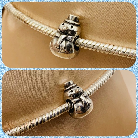 EUC Pandora 790374 Sterling Silver Winter Snowman Christmas Charm - Picture 5 of 8